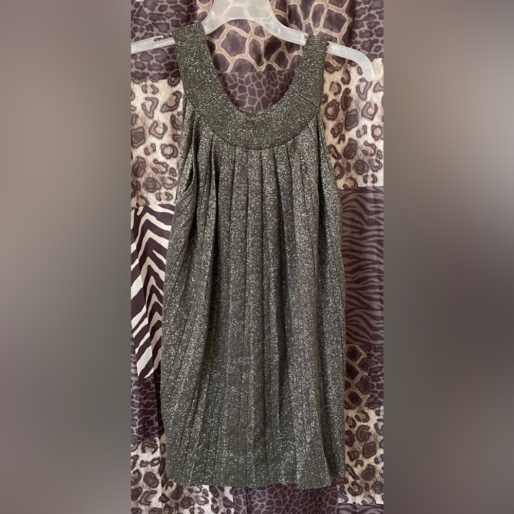 Kenar Silver Metallic Tunic Style Top Size L